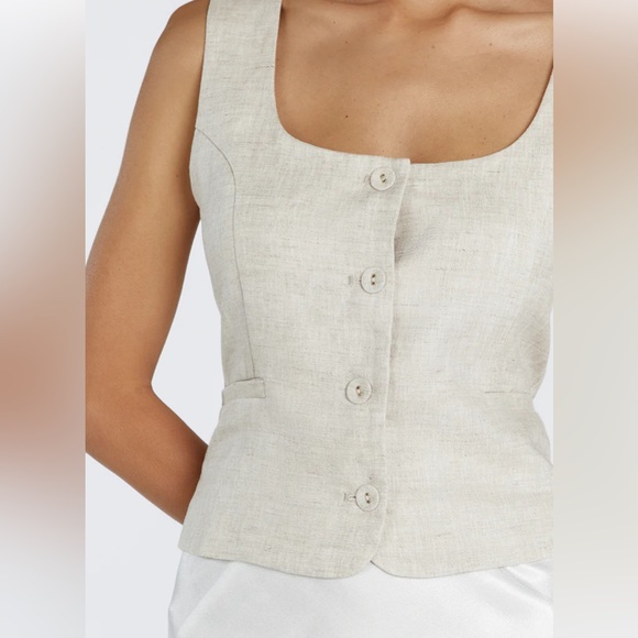 Dissh natural linen Oscar scoop neck vest - size small/4 - Picture 2 of 4